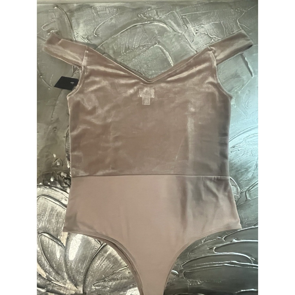 Light Pink Velvet Bodysuit Boho Glam Chic Party Top -Free Press -Size L -New - Picture 15 of 16